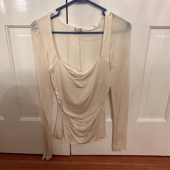 Free People Intimately Cream Ruffle Shirt - Picture 2 of 9